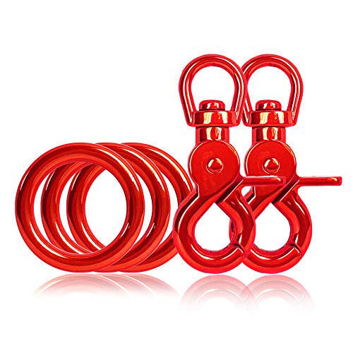3 x O-Ring aus Stahl und 2 x Scheren-Karabiner Haken mit Dreh-Gelenk/Dreh-Kopf im Set, DIY Hunde-Leine/Hunde-Halsband, nichtrostend, Ideal mit Paracord 550, Farbe: Rot 3 x O-Ring aus Stahl und 2 x Scheren-Karabiner Haken mit Dreh-Gelenk/Dreh-Kopf im Set, DIY Hunde-Leine/Hunde-Halsband, nichtrostend, Ideal mit Paracord 550, Farbe: Rot von Ganzoo