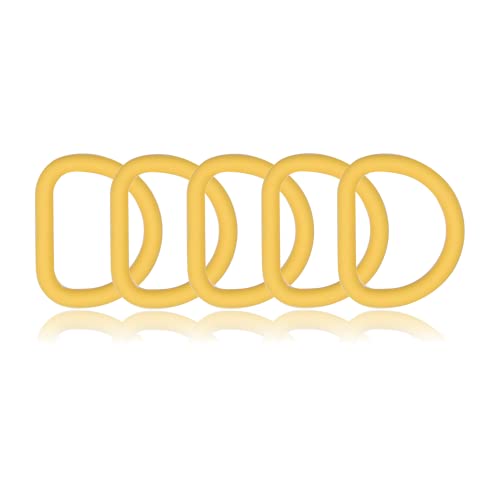 D-Ring aus Zink mit Silikon-Beschichtung 25mm, 5er Set, Materialstärke 4 mm, DIY Hunde-Halsband, nichtrostend, Ideal mit Paracord 550, Farbe: Senfgelb von Ganzoo