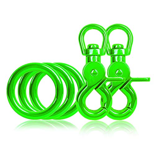 3 x O-Ring aus Stahl und 2 x Scheren-Karabiner Haken mit Dreh-Gelenk/Dreh-Kopf im Set, DIY Hunde-Leine/Hunde-Halsband, nichtrostend, Ideal mit Paracord 550, Farbe: Grün von Ganzoo