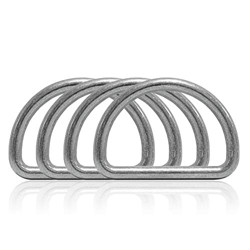 Ganzoo D - Ring aus Stahl, 4er Set, Materialstärke 4mm, DIY Hunde-Halsband, nichtrostend, Ideal mit Paracord 550, Farbe Silber von Ganzoo