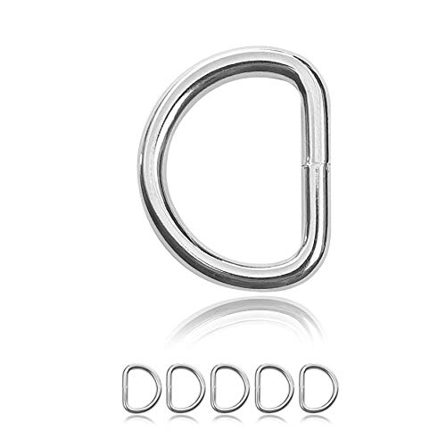 Ganzoo D - Ring aus Stahl, 5er Set, Materialstärke 5 mm, DIY Hunde-Halsband, nichtrostend, Ideal mit Paracord 550, Farbe Silber von Ganzoo