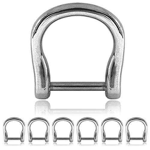 Ganzoo D - Ring mit Schraub-Bolzen aus Stahl, 6er Set, nachträglich montierbar, nichtrostend, Ideal mit Paracord 550, Farbe Silber von Ganzoo