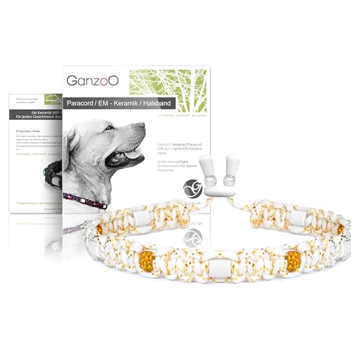 Ganzoo EM Keramik Hunde-Halsband/Paracord 550 Halsband mit Zier-Perlen und EM Tubes/EM Pipes/Größe M 43-51 cm/Dog Collar/verstellbar mit Kordelstopper/Farbe Mondstein Ganzoo EM Keramik Hunde-Halsband/Paracord 550 Halsband mit Zier-Perlen und EM Tubes/EM Pipes/Größe M 43-51 cm/Dog Collar/verstellbar mit Kordelstopper/Farbe Mondstein von Ganzoo