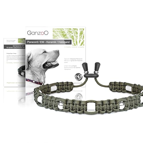 Ganzoo EM Keramik Hunde-Halsband/Paracord 550 Halsband mit Zier-Perlen und EM Tubes/EM Pipes/Größe M 43-51 cm/Dog Collar/verstellbar mit Kordelstopper/Farbe Olivgrün Ganzoo EM Keramik Hunde-Halsband/Paracord 550 Halsband mit Zier-Perlen und EM Tubes/EM Pipes/Größe M 43-51 cm/Dog Collar/verstellbar mit Kordelstopper/Farbe Olivgrün von Ganzoo