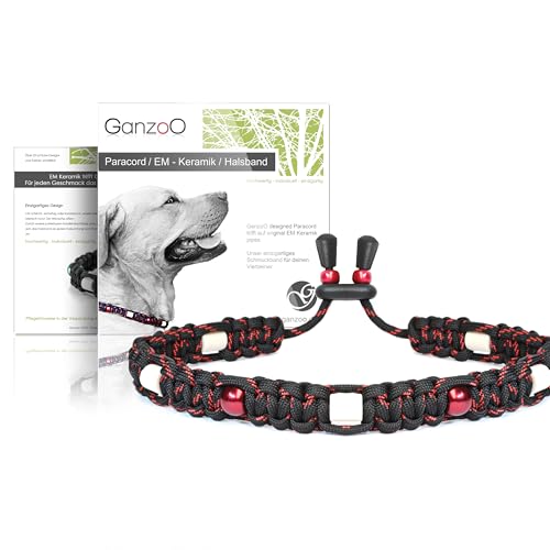 Ganzoo EM Keramik Hunde-Halsband/Paracord 550 Halsband mit Zier-Perlen und EM Tubes/EM Pipes/Größe S 33-42 cm/Dog Collar/verstellbar mit Kordelstopper/Farbe Carbon Ganzoo EM Keramik Hunde-Halsband/Paracord 550 Halsband mit Zier-Perlen und EM Tubes/EM Pipes/Größe S 33-42 cm/Dog Collar/verstellbar mit Kordelstopper/Farbe Carbon von Ganzoo