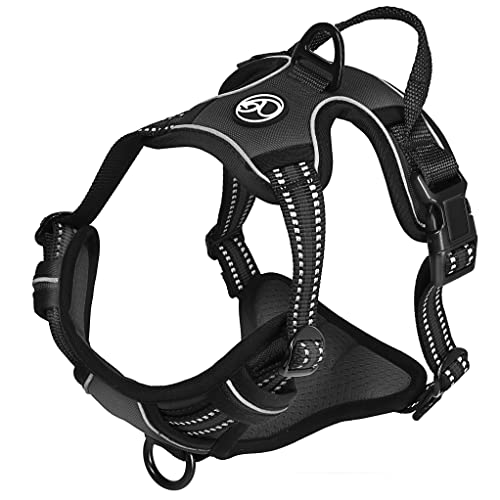 Hunde-Geschirr für kleine und große Hunde, Brustgeschirr gepolstert und reflektierend, verstellbar und atmungsaktiv, Dog Harness - Größe XL, Farbe Schwarz von Ganzoo