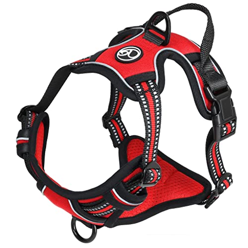 Hunde-Geschirr für kleine und große Hunde, Brustgeschirr gepolstert und reflektierend, verstellbar und atmungsaktiv, Dog Harness - Größe L, Farbe Rot Hunde-Geschirr für kleine und große Hunde, Brustgeschirr gepolstert und reflektierend, verstellbar und atmungsaktiv, Dog Harness - Größe L, Farbe Rot von Ganzoo