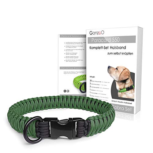 Ganzoo Paracord 550 Hunde-Halsband Set selbst knüpfen, Bastelset, DIY Geschenk (Grasgrün) von Ganzoo
