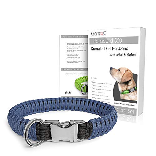 Ganzoo Paracord 550 Hunde-Halsband Set selbst knüpfen, Bastelset, DIY Geschenk (Navyblue) von Ganzoo