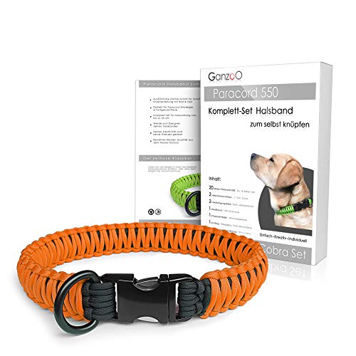 Ganzoo Paracord 550 Hunde-Halsband Set selbst knüpfen, Bastelset, DIY Geschenk (Orange) von Ganzoo