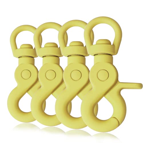 Scheren-Karabiner Haken mit Silikon-Beschichtung, Dreh-Gelenk/Dreh-Kopf für Hunde-Leine/Hals-Band 4er Set, 61 mm Länge, auch für Paracord 550 / Schlüssel-Anhänger, Farbe: Gelb von Ganzoo
