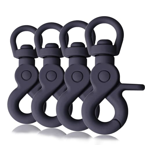 Scheren-Karabiner Haken mit Silikon-Beschichtung, Dreh-Gelenk/Dreh-Kopf für Hunde-Leine/Hals-Band 4er Set, 61 mm Länge, auch für Paracord 550 / Schlüssel-Anhänger, Farbe: Navyblue von Ganzoo