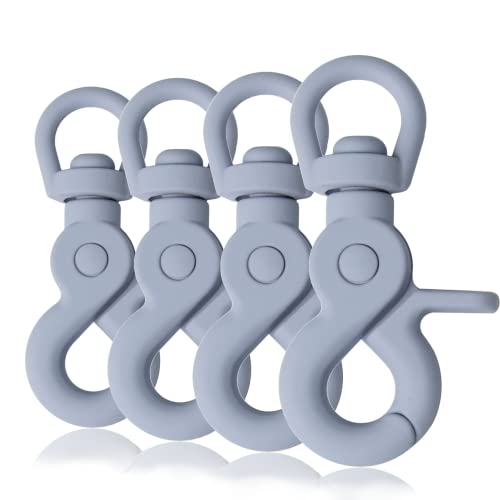 Scheren-Karabiner Haken mit Silikon-Beschichtung, Dreh-Gelenk/Dreh-Kopf für Hunde-Leine/Hals-Band 4er Set, 61 mm Länge, auch für Paracord 550 / Schlüssel-Anhänger, Farbe: Pastell-Blau von Ganzoo