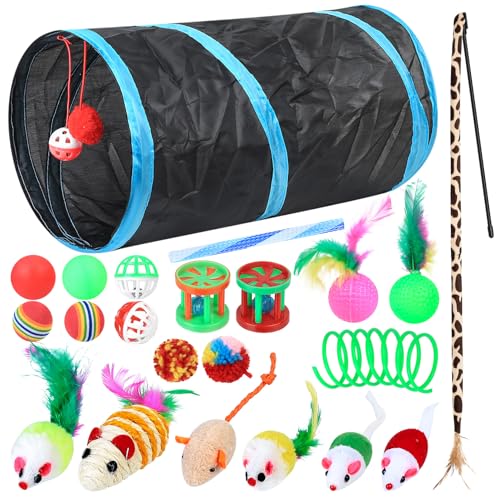 Gaomoeny 22 Stück Katzenspielzeug Set, Katzen Zubehör, Katzentunnel Interaktives Katzen Spielzeug, Katzen Angel Spielzeug Katze Federspielzeug, Spielzeugmäuse, Katzenbälle, Cat Toys, Kitten Spielzeug Gaomoeny 22 Stück Katzenspielzeug Set, Katzen Zubehör, Katzentunnel Interaktives Katzen Spielzeug, Katzen Angel Spielzeug Katze Federspielzeug, Spielzeugmäuse, Katzenbälle, Cat Toys, Kitten Spielzeug von Gaomoeny