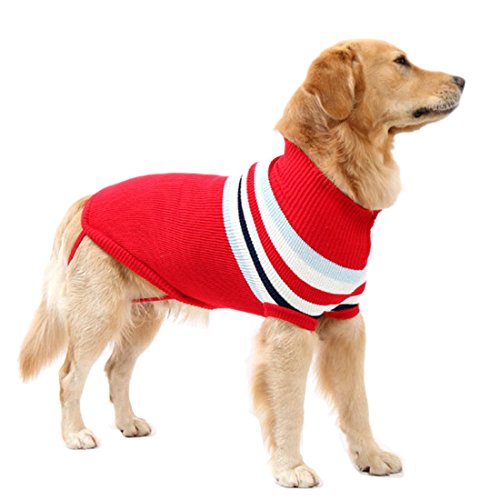 Gaorui Haustier Hund Rollkragenpullover Strickpullover Warm Sweater Winterjacke Pullover Streifen Medium Large von Gaorui