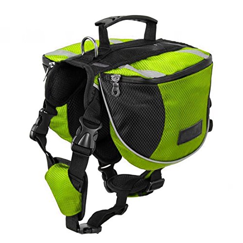 Hunde-Rucksack Wanderausrüstung für Hunde, Camping, Satteltasche, Rucksack für mittelgroße und große Hunde, Größe L, Grün von Gaorui