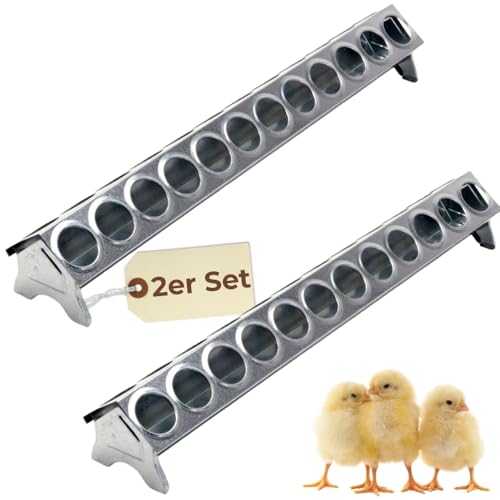 2X Futterspender Hühner 50 cm Futterrinne Futtertrog Metall Küken Aufzucht Geflügel Tauben Wachtel Lochgitter 2X Futterspender Hühner 50 cm Futterrinne Futtertrog Metall Küken Aufzucht Geflügel Tauben Wachtel Lochgitter von GarPet