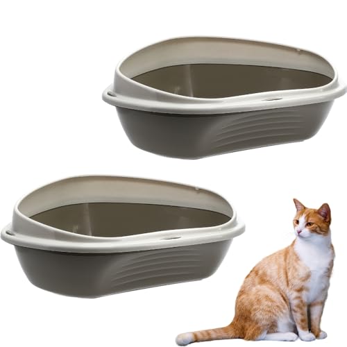 2X Katzenklo Ecke XXL Eck Katzentoilette mit Rand ohne Deckel Ecktoilette offen grau Katzen WC Doppelpack Sparpaket von GarPet