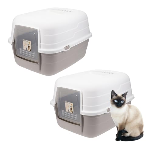 2X Katzenklo mit Deckel - Kippbare Haube - Aktivkohlefilter Katzenklo geschlossen Katzentoilette Katzen Klo Hauben Toilette grau 2X Katzenklo mit Deckel - Kippbare Haube - Aktivkohlefilter Katzenklo geschlossen Katzentoilette Katzen Klo Hauben Toilette grau von GarPet