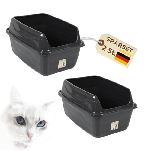 2X Katzenklo mit hohem Rand Schwarz Katzentoilette XXL Katzenklo offen hoher Rand Katzenklo ohne Deckel Extra Hoch 56x40x30 cm Anthrazit 2X Katzenklo mit hohem Rand Schwarz Katzentoilette XXL Katzenklo offen hoher Rand Katzenklo ohne Deckel Extra Hoch 56x40x30 cm Anthrazit von GarPet
