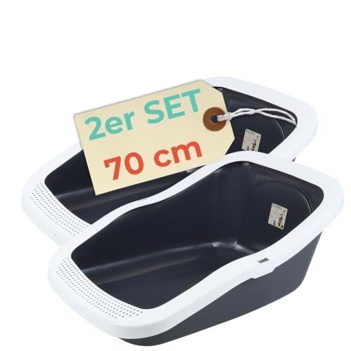 2X XXL Katzenklo Katzentoilette groß Katzenklo 70 cm Katzen Klo offen XXL hoher Rand Katzenklo ohne Deckel Katzenklo große Katzen Jumbo Doppelpack von GarPet