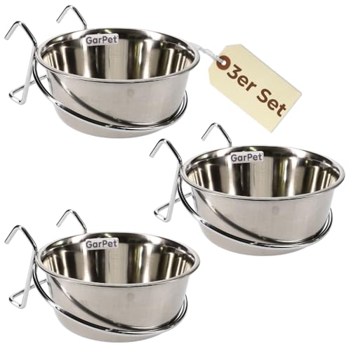 3X Edelstahlnapf zum Einhängen 0,15 L mit Hakenhalterung Vogelnapf Hundenapf Hasen Kaninchen Katzen Napf Futter Wasser Napf 3X Edelstahlnapf zum Einhängen 0,15 L mit Hakenhalterung Vogelnapf Hundenapf Hasen Kaninchen Katzen Napf Futter Wasser Napf von GarPet