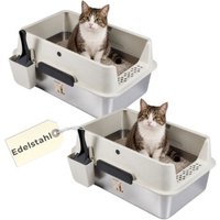 GarPet 2er Set Edelstahl Katzenklo XXL Wanne von GarPet