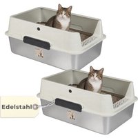 GarPet 2x Katzentoilette Edelstahl Katzenklo von GarPet