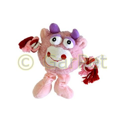 GarPet Hundespielzeug Monster Friends Plüsch mit Kauseil Quietscht Hunde Spielzeug (rosa) von GarPet
