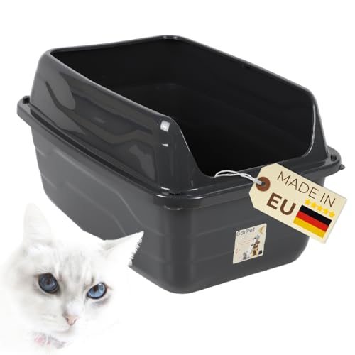 Katzenklo mit hohem Rand Schwarz Katzentoilette XXL Katzenklo offen hoher Rand Katzenklo ohne Deckel Extra Hoch 56x40x30 cm Anthrazit Katzenklo mit hohem Rand Schwarz Katzentoilette XXL Katzenklo offen hoher Rand Katzenklo ohne Deckel Extra Hoch 56x40x30 cm Anthrazit von GarPet