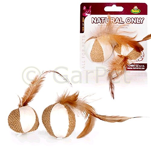 Natural Only Katzenspielzeug 2X Ball mit Feder Bälle Wurfball Katzen Spielzeug Natural Only Katzenspielzeug 2X Ball mit Feder Bälle Wurfball Katzen Spielzeug von GarPet