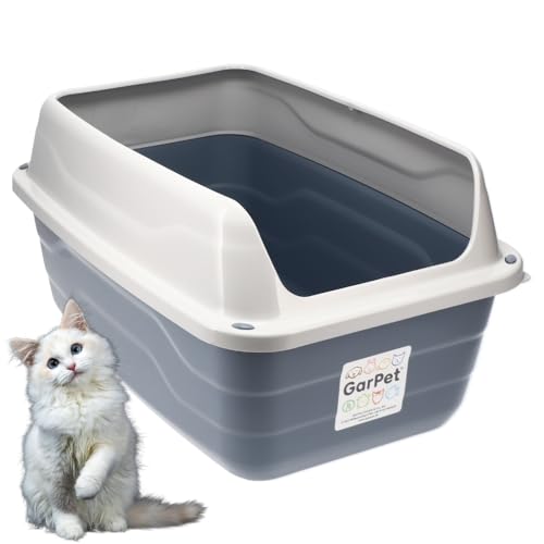 GarPet XXL Extra hohe Katzentoilette offene Katzenklo mit hohem Rand Jumbo Schalentoilette groß ohne Deckel hygenisch Katzen WC von GarPet