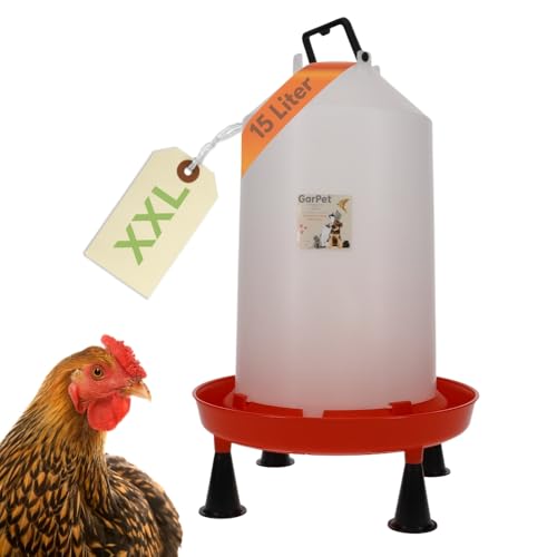 XXL Hühnertränke mit Standfüßen Hühner Zubehör Geflügeltränke XXL 15 Liter Wassertränke Hühner Hühnertränke Automatisch Wasserspender Hühner von GarPet
