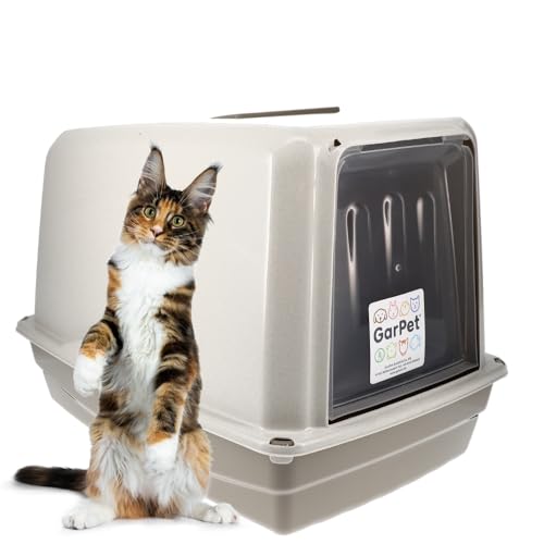 GarPet XXL Katzenklo mit Deckel Aktivkohlefilter große Katzentoilette Katzen WC Hauben Toilette Klo Outdoor grau von GarPet