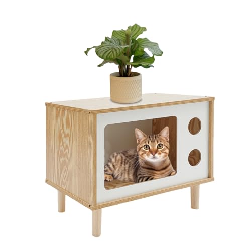 Garbenat Holz Katzenhaus TV-förmiger Katzenunterstand 50 x 29 x 40cm Katzenschrank Indoor mit 4 x Stützfüße bis zu 4.5kg Katzenmöbel für Hauskatzen und Kleinen Hunden-Hölzern Garbenat Holz Katzenhaus TV-förmiger Katzenunterstand 50 x 29 x 40cm Katzenschrank Indoor mit 4 x Stützfüße bis zu 4.5kg Katzenmöbel für Hauskatzen und Kleinen Hunden-Hölzern von Garbenat