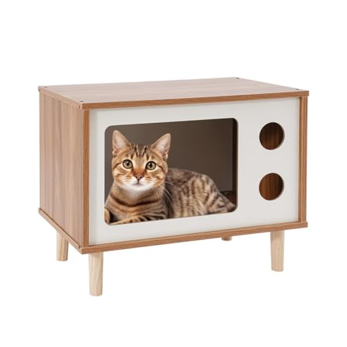 Garbenat Holz Katzenhaus TV-förmiger Katzenunterstand 50 x 29 x 40cm Katzenschrank Indoor mit 4 x Stützfüße bis zu 4.5kg Katzenmöbel für Hauskatzen und Kleinen Hunden-Walnuss Garbenat Holz Katzenhaus TV-förmiger Katzenunterstand 50 x 29 x 40cm Katzenschrank Indoor mit 4 x Stützfüße bis zu 4.5kg Katzenmöbel für Hauskatzen und Kleinen Hunden-Walnuss von Garbenat