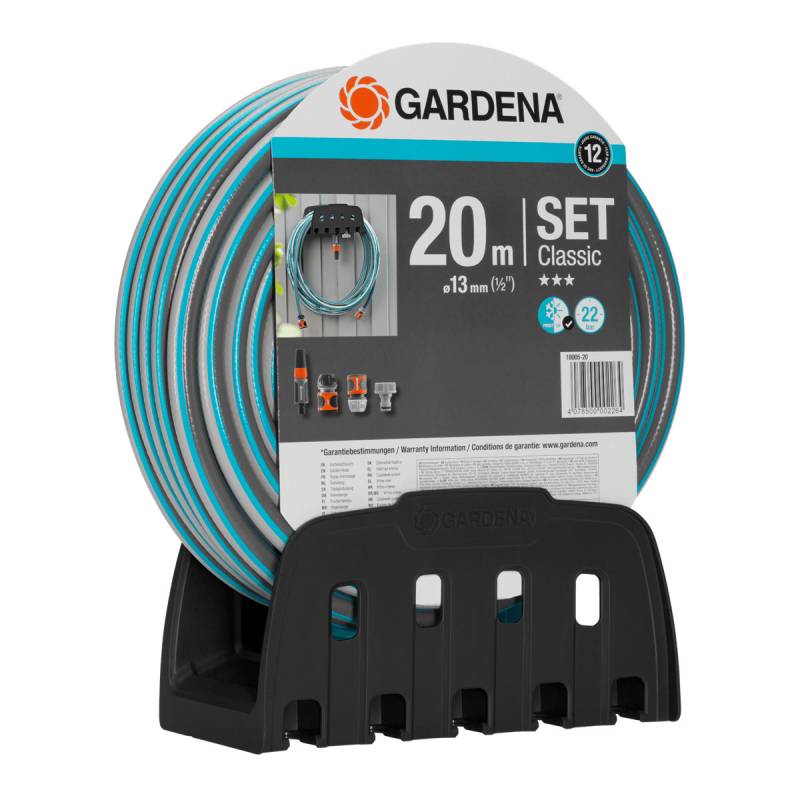Gardena Wasserschlauch-Set 13mm (1/2“), 20m, inkl. Wandhalterung von Gardena