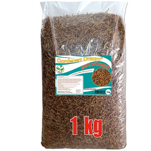 Naturprodukt getrocknete Mehlwürmer 1 kg - High Qualität Premium Futter für Wildvögel von GardenersDream