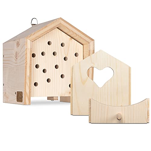 GARDIGO® Tierhaus System: Marienkäferhaus mit 2 zusätzlichen Wechselblenden I Insektenhotel für Marienkäfer, Nistkasten Sperlinge, Vogelfutterhaus I Made in Germany von Gardigo