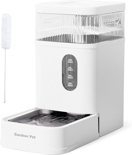 Gardner Pet 8.5L Automatischer Wasserspender, Schwerkraft-Tränke mit Edelstahlschüssel, Futterautomat für Hunde und Katze, große Kapazität Futterspender, BPA-frei, Keine Elektrizität, geräuschlos von Gardner Pet
