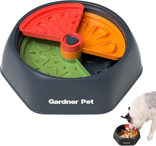 Gardner Pet Antischlingnapf Hunde, Langsame Fütterung Hundenapf, Slow Feeder Hundenapf, Puzzle-Spielzeug für Hunde mit drehbarer Platte, Anti Schling Interaktiver Hundenapf mit Saugnapf, BPA-frei, L von Gardner Pet