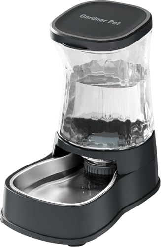 Gardner Pet Futterautomat Katze, 3.85L Wasserspender Hund mit Edelstahlschüssel, Ohne Strom, BPA Frei, Gravitation Wasserspender Katzen, für Mittlere/groß Haustiere (Grau) Gardner Pet Futterautomat Katze, 3.85L Wasserspender Hund mit Edelstahlschüssel, Ohne Strom, BPA Frei, Gravitation Wasserspender Katzen, für Mittlere/groß Haustiere (Grau) von Gardner Pet