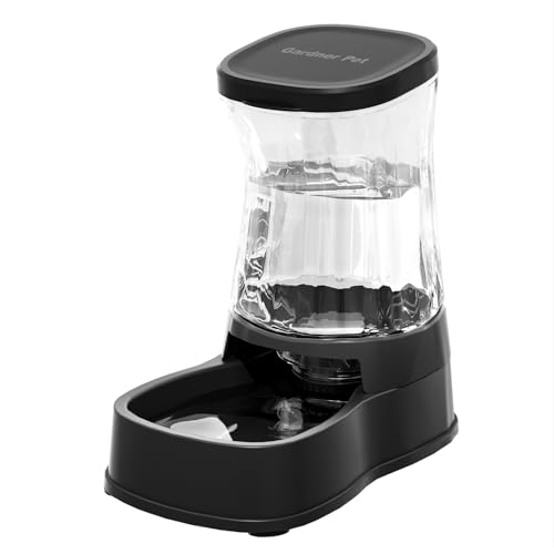 Gardner Pet Futterautomat Katze, 3.85L Wasserspender Hund, Ohne Strom, BPA Frei, Gravitation Wasserspender Katzen, für Mittlere/groß Haustiere (Schwarz) von Gardner Pet
