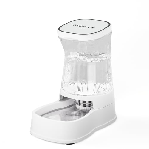 Gardner Pet Futterautomat Katze, 3.85L Wasserspender Hund, Ohne Strom, BPA Frei, Gravitation Wasserspender Katzen, für Mittlere/groß Haustiere (Weiß) von Gardner Pet