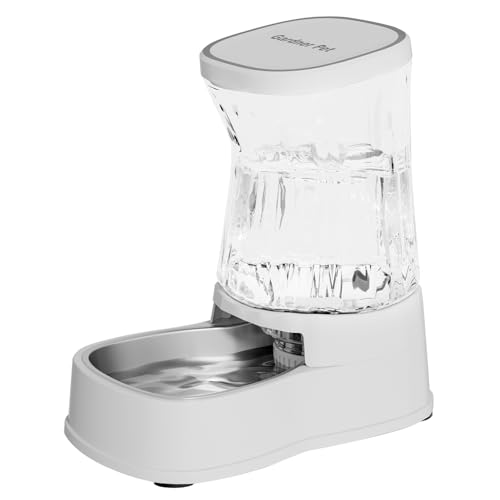 Gardner Pet Futterautomat Katze, 8L Wasserspender Hund mit Edelstahlschüssel, Ohne Strom, BPA Frei, Gravitation Wasserspender Katzen, für Mittlere/groß Haustiere (Weiß) von Gardner Pet