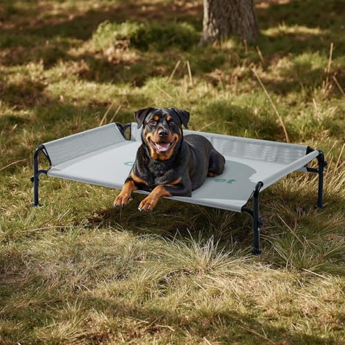 Gardner Pet Hundeliege Outdoor, Erhöhtes Hund Haustierbett, Kühlendes Hundebett für Draußen, Haustierliege Waschbar und Robuster mit guter Luftzirkulation, Grau, L, 124,5 x 77,7 x 31 cm von Gardner Pet
