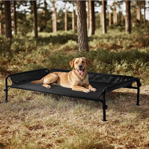 Gardner Pet Hundeliege Outdoor, Erhöhtes Hund Haustierbett, Kühlendes Hundebett für Draußen, Haustierliege Waschbar und Robuster mit guter Luftzirkulation, Schwarz, L, 124,5 x 77,7 x 31 cm von Gardner Pet
