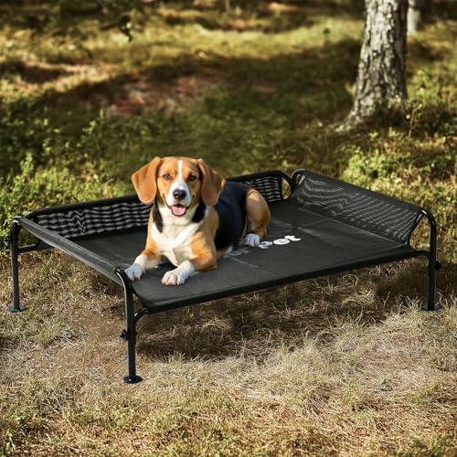 Gardner Pet Hundeliege Outdoor, Erhöhtes Hund Haustierbett, Kühlendes Hundebett für Draußen, Haustierliege Waschbar und Robuster mit guter Luftzirkulation, Schwarz, M, 107 x 76 x 31 cm von Gardner Pet