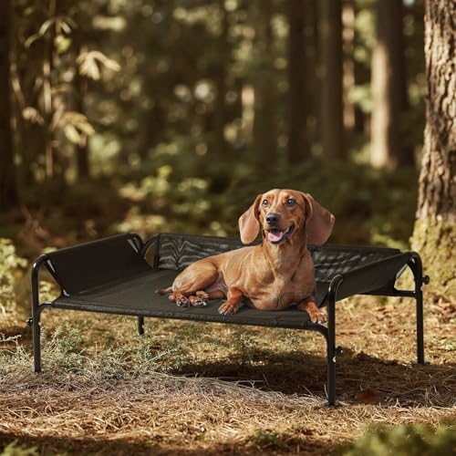 Gardner Pet Hundeliege Outdoor, Erhöhtes Hund Haustierbett, Kühlendes Hundebett für Draußen, Haustierliege Waschbar und Robuster mit guter Luftzirkulation, Schwarz, S, 88 x 55,5 x 31 cm von Gardner Pet
