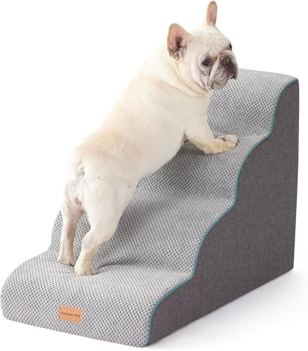 Gardner Pet Hundetreppe für kleine Hunde 50cm, Haustiertreppe Hundetreppe 4 Stufen, Hunderampe aus hochdichtem Schaumstoff mit rutschfestem wasserdichtem Stoffbezug für Bett, Sofa, Couch und Auto von Gardner Pet